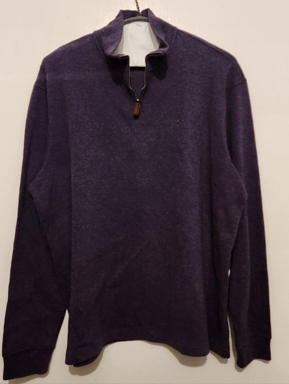 POLO RALPH LAUREN Purple 1/4 Zip Sweater Size XL 100% Cotton Green Pony